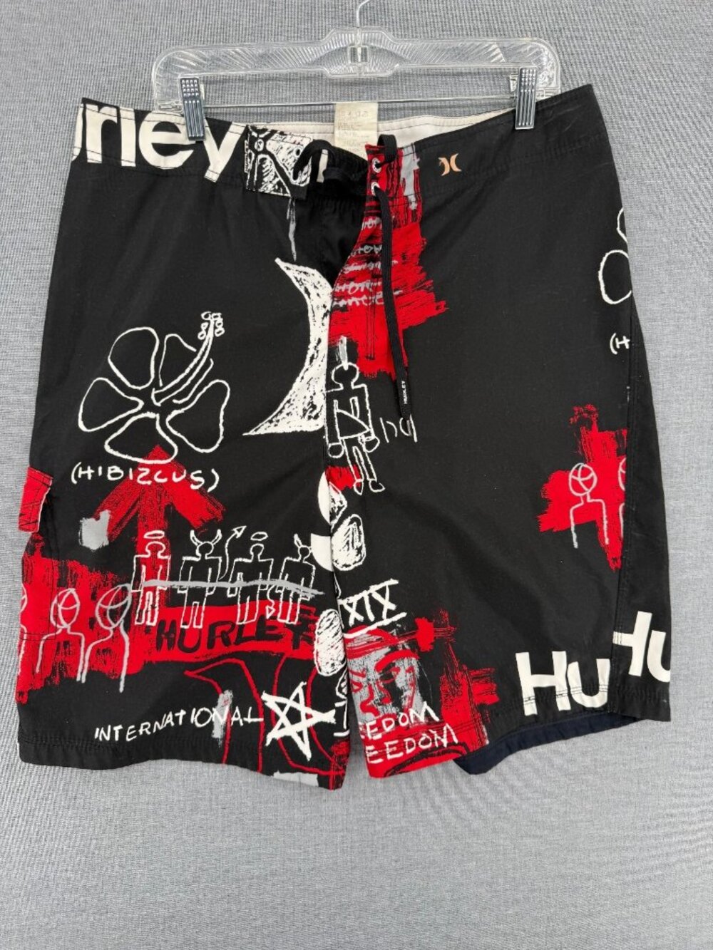 Hurley International Board Shorts Mens 34 11" Swim Trunks Cargo Pocket Grunge
